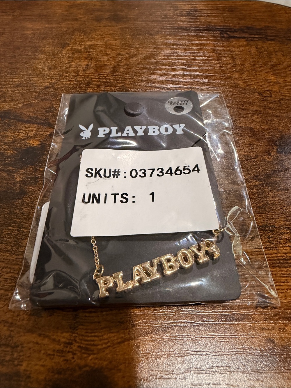 Playboy Gold Logo Letter Nameplate Masthead Necklace y2k 2000s